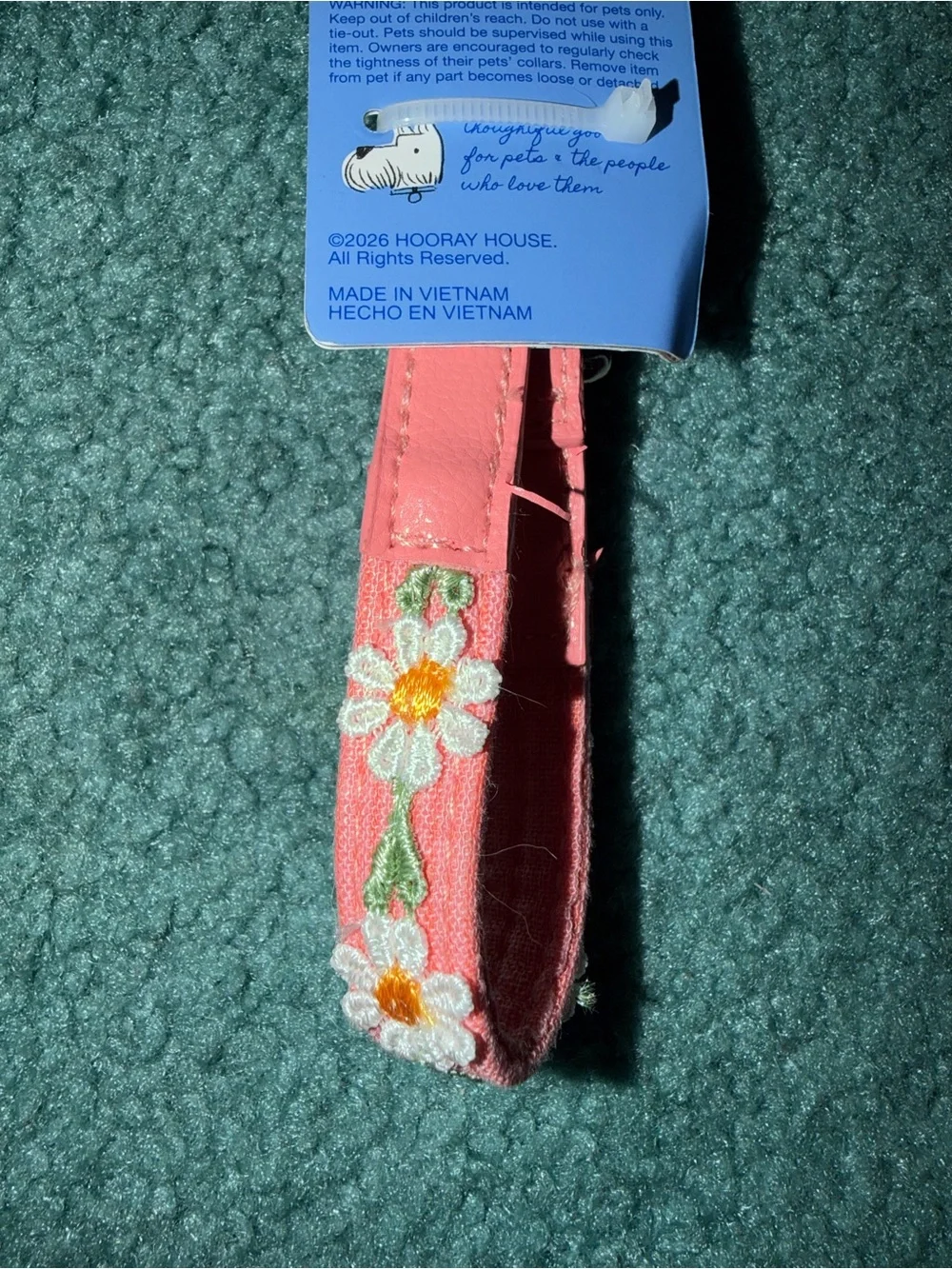 Hooray House Coral Daisy Dog Collar!